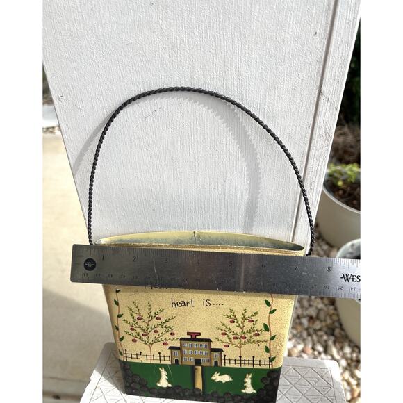 Tin Wall Pocket Country Decor Metal Bucket Home Is Where The Heart Is Mail Slot - Picture 5 of 10